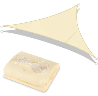 Image de Voile d'ombrage triangulaire - Triangle - 3 x 3 x 3 m - Beige - Pour terrasse, balcon et jardin
