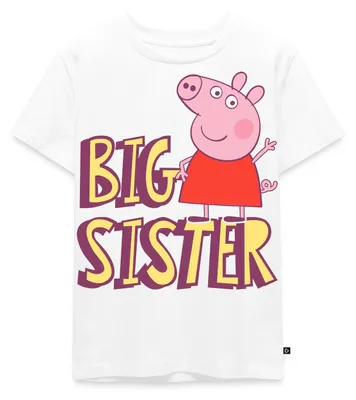 Produktbild von Spreadshirt Peppa Wutz Ich Bin Eine Große Schwester Kinder Premium T-Shirt, 110/116 (4 Jahre), Weiß