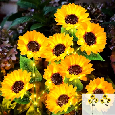 2 Solar-Sonnenblumen-Leuchten, 42 LEDs, wasserdicht, für Außen