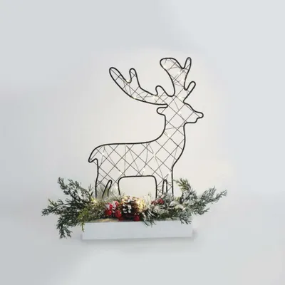 Immagine prodotto di ACA Decorazione natalizia luminosa a forma di renna da tavolo, 30 mini LED, luce bianca calda, alimentata a batterie (3xAA), grado di protezione IP20, 25x5x30 cm, X09301102