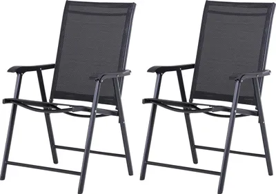 Zdjęcie produktu dla Fortuna Lai Zestaw 2 krzeseł kempingowych Składane krzesło z podłokietnikami, metalowe krzesło wędkarskie Czarne 58x64x94cm, idealne do użytku na świeżym powietrzu i rekreacji
