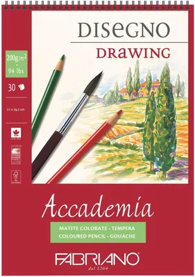 Productafbeelding van Honsell fabriano accademia disegno met spiraalbinding - Din A4 - 200 g - M² - 30 vellen - Wit - Hoogwaardig