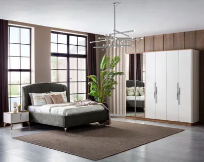 Obrázek produktu pro Bett Grau Doppelbetten Modern Bettgestell Luxus Design Bettrahmen Holz