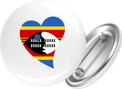 Produktbild von Huuraa Button Swasiland Flagge Herz 25mm rund mit Sicherheitsnadel Ansteckbutton Geschenkidee