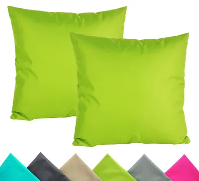Produktbild von JACK 2er Set 40x40cm Outdoor Kissenhülle Kissenbezug Wasserfest Sitzkissen Lounge Kissen Garten Stuhl Lotus Effekt, Farbe:Grün
