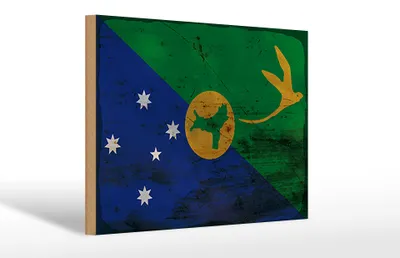 Produktbild von Holzschild Flagge Weihnachtsinsel 30x20cm Flag Rost