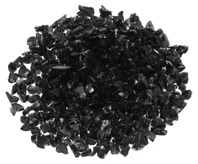 Feuerglassteine 6–9 mm, schwarz, 300 g, hochglänzend