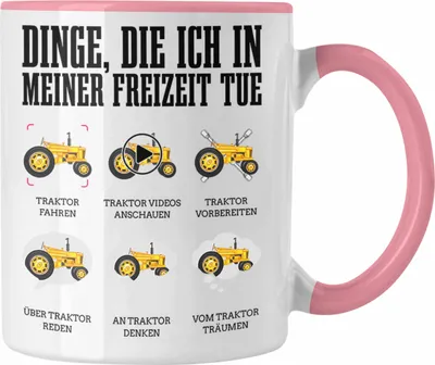 Produktbild von Trendation - Traktor Tasse Geschenk Bauer Landwirt Geschenkidee Traktor Fans (Rosa)