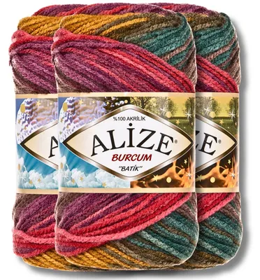 Immagine prodotto di Alize 3x 100g, filato Burcum Batik, sfumature di colore, adatto per uncinetto e maglia (3368)