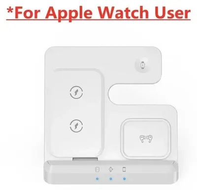 Immagine prodotto di Stazione di ricarica induttiva, per Apple/iPhone, stazione di ricarica 3 in 1, caricatore induttivo, compatibile con AirPods, iPhone e Apple Watch, bianco