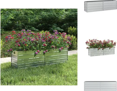 Produktbild von vidaXL Garten-Hochbeet 160x40x45 cm Verzinkter Stahl Silber -  Blumentöpfe & Pflanzgefäße