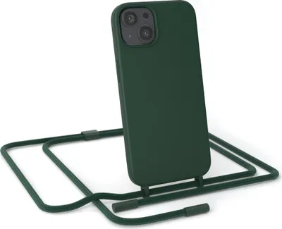 Produktbild von EAZY CASE Handykette Silikon Premium kompatibel mit Apple iPhone 13 Handyhülle mit Umhängeband, Handykordel mit Schutzhülle, Silikonhülle, Hülle mit Band, Kette für Smartphone, Grün