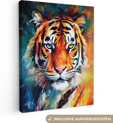 Obrázek produktu pro OneMillionCanvasses® - Plátna - Tygr - Zvířata - Olejomalba - Umění, nástěnné dekorace, Obrazy Obývací pokoj, 60x80cm