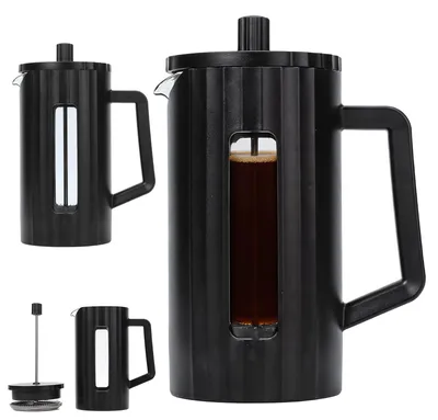 French Press 1 l / 8 Tassen, Edelstahlfilter, hitzebeständiges Glas