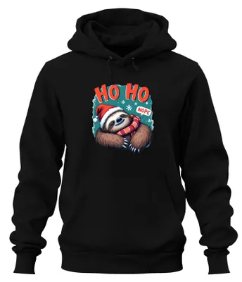 Produktbild von HO HO NOPE Faultier Weihnachten Weihnachtsmütze Schal Hoodie Kapuzenpullover, Schwarz, S