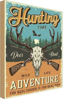 Produktbild von vianmo Holzschild 30x20 cm Hunting Time Adventure Abenteuer Reisen