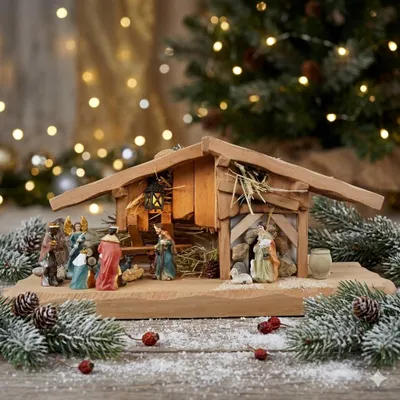 Produktbild von Bezaubernde Weihnachtskrippe Kalchreuth inkl. 11-tlg. Figurensatz K 111,