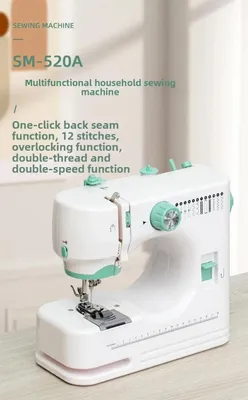 Produktbild von Nähmaschine - Elektrische Mini-Nähmaschine - 12 Stichmuster - Kettenstich - Doppelfaden - LED-Licht - Fußpedal - Netzbetrieb