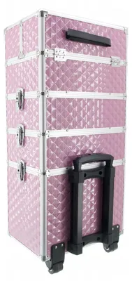 Produktbild von Kosmetikkoffer 4-teilig mit Rollen Aluminium 38x29x79cm rosa