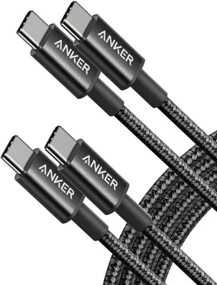 Immagine prodotto di Confezione da 2 cavi USB-C a USB-C in nylon (1 m, 60 W), colore nero