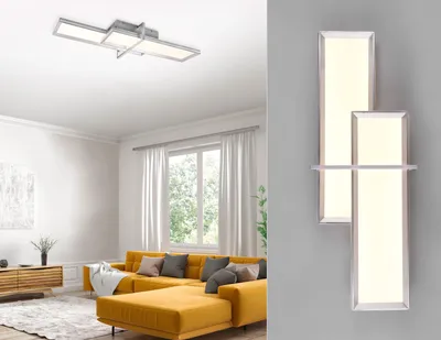 Produktbild von Große LED Deckenleuchte CHARLESTON, rechteckig, 103cm breit, Silber
