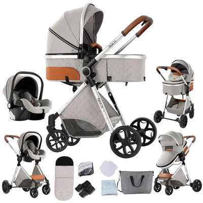 Produktbild von Babywagen, leichtes Gestell, verstellbare Rückenlehne, hellgrau
