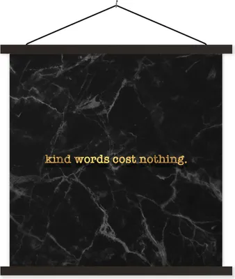 Produktbild von MuchoWow® Textilposter Zitate - Sprichwörter - Gold - Marmor 60x60 cm mit schwarzem Rahmen - Posteraufhänger