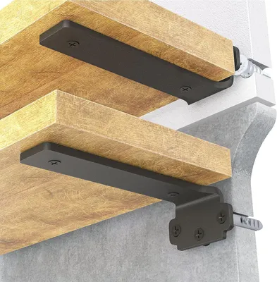 Image de 6 supports de fixation pour étagères murales flottantes, 25 cm - Supports d'étagères muraux robustes