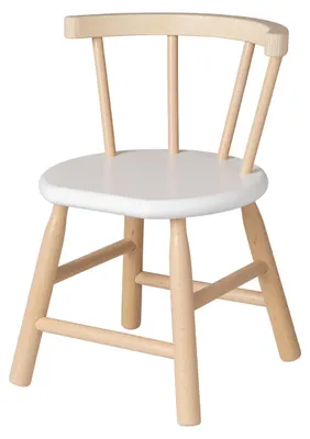 Produktbild von Van Dijk Toys Holz Kinderstuhl mit gebogenem Rcken - Naturholz & Wei (Kinderbetreuungsqualitt)