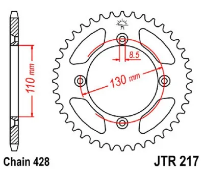 Produktbild von JTSPROCKETS hinten JTR217.49 Kettenrad