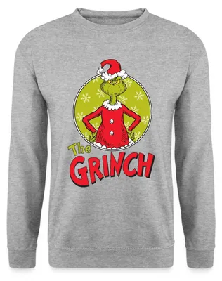 Produktbild von Spreadshirt Der Grinch Logo The Grinch Uni Pullover, L, Weißgrau meliert