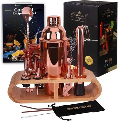 Immagine prodotto di Set da 16 pezzi per cocktail per drink perfetti - include shaker, pestello, misurino e altro ancora