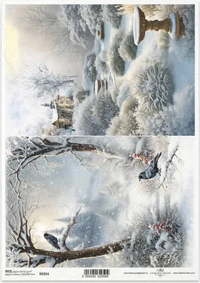 Produktbild von ITD Reispapier Decoupage Bastelpapier Serviettentechnik-R2554 Winterschneevögel