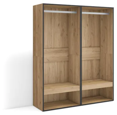 Offener Kleiderschrank 120x145x35 cm, Eichenoptik, modern