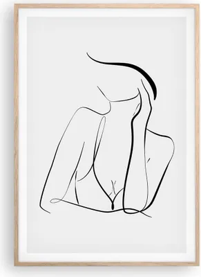 Produktbild von Gerahmtes Poster - Rahmen in heller Eiche - Frau Linien Minimalismus - 70x100 cm - Wand Bild - Wanddeko - Wandbilder - Kunstposter - Wandposter - Bilderrahmen - Bilder - Kunstdruck - P2NPA70x100-4488