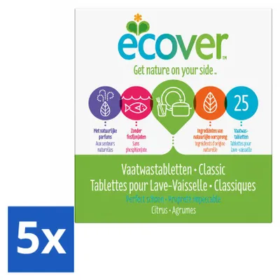 Produktbild von 5 x Ecover Classic Spülmaschinentabs - Vorteilspackung - 5 Stücke