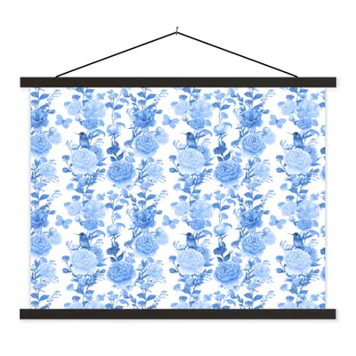 Produktbild von MuchoWow® Textilposter Blumen - Rosen - Blau 120x90 cm mit schwarzem Rahmen - Aufhänger für Poster