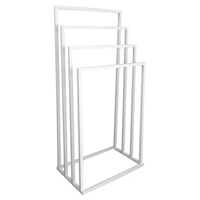 Produktbild von Stabiler Handtuchständer freistehend 4 Stangen – Metall weiß matt Loft Badezimmer Handtuchhalter für Bad Hotel Spa Belmy AZER