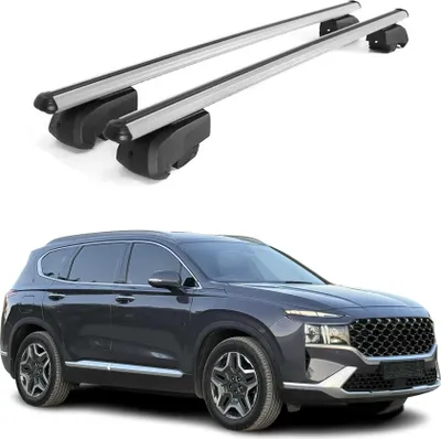 Image de Barres de toit Transversales pour Hyundai Santa Fe 2019-2021 Alu Gris ABE