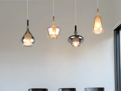 Produktbild von Ausgefallene Pendelleuchte mehrflammig mit Glas Lampenschirmen & E14 LED, 74,5cm
