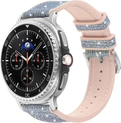 Obrázok produktu pre Pre Samsung Galaxy Watch 8 / 8 Classic Glitter Silicone Hybrid Strap Blue