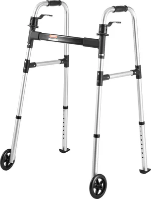 Produktbild von VEVOR Gehgestell 158 kg, Gehilfe mit Rädern & 8-fach verstellbarer Höhe, Gehrahmen aus leichtem Aluminium, Rollator mit Vorderrädern für Senioren & Erwachsene, Gehbock 605x385x755-955 mm