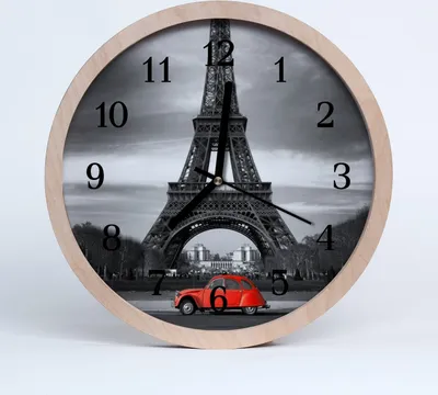 Produktbild von Holzuhr 30fi cm wanduhr - Auto-Eiffelturm