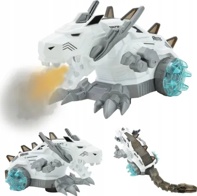 Produktbild von Lolex | Interaktiver Dinosaurier - 30 cm - Weiß - Mechanisch, Licht- und Soundeffekte - Kreatives Spielzeug