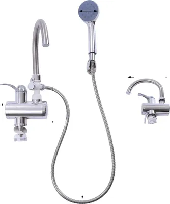 Obrázek produktu pro Elektrický sprchový ohřívač vody, okamžitá teplá voda, otočný kohoutek 360°, stříbrný