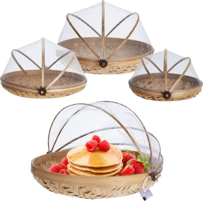 Zdjęcie produktu dla Zestaw 3 cosuri acoperire alimente Home&Styling Collection, bambus, 38x34x12 cm, maro