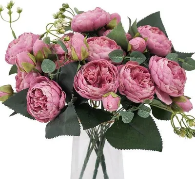 Imagen del producto de Unyqoos® Flores artificiales de Pentecostés, 4 paquetes – 4 conjuntos con 5 tallos cada uno (un total de 20), aspecto de seda y plástico de alta calidad, 30 cm de altura, diámetro de la flor: 4 cm, color verde esmeralda