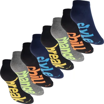 Produktbild von Footstar Sneaker-Socken für Damen und Herren (8 Paar), kurze Sportsocken im Neon-Stil – Neon-Slogan