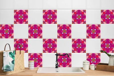 Produktbild von 24 Stück Magic Stick Klebefolien Wandfliesen für Küche Bad Aufkleber Mexikanische Farben 20 x 20 cm