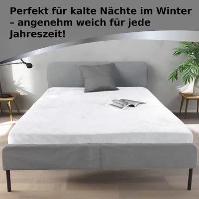 Zdjęcie produktu dla Kuscheli® - ciepłe prześcieradła z elastycznym ściągaczem, wykonane z miękkiego materiału przypominającego kaszmir - dostępne w różnych rozmiarach i kolorach - prześcieradło jersey fleece, materiał: mikrofibra, kolor: biały, rozmiar: 180-200 x 200 cm